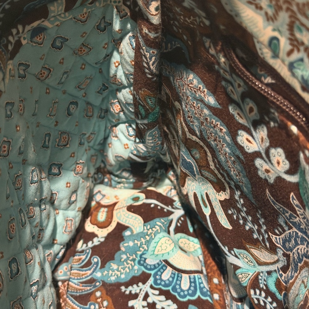 Vera Bradley Brown and Blue Floral Shoulder Bag - Picture 11 of 12
